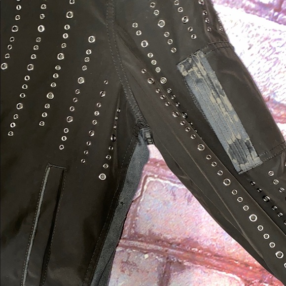 BLANKNYC Black L Studded Grommet Bomber Jacket O-Ring Zip Streetwear Punk Style - Picture 5 of 8
